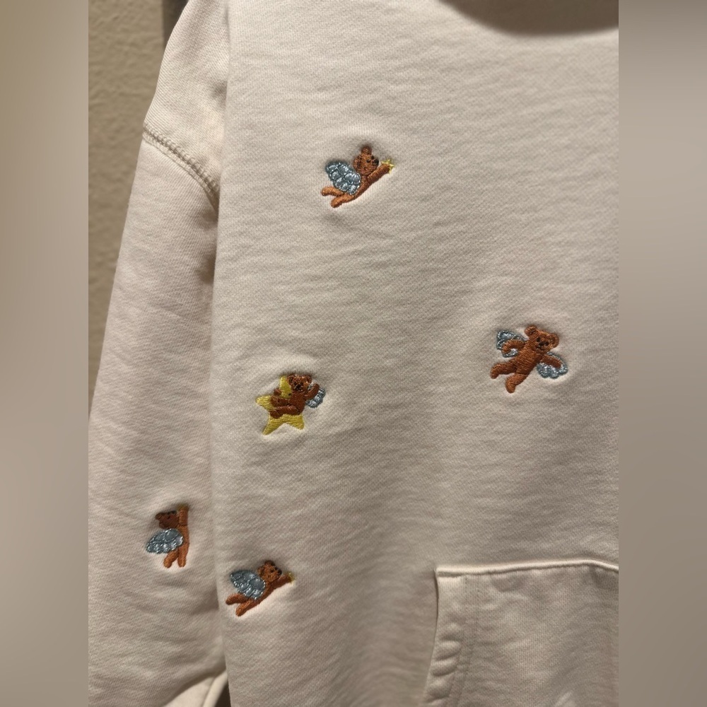 Teddy Fresh Angel Bear Hoodie Women’s Cream , size Small - Picture 7 of 11